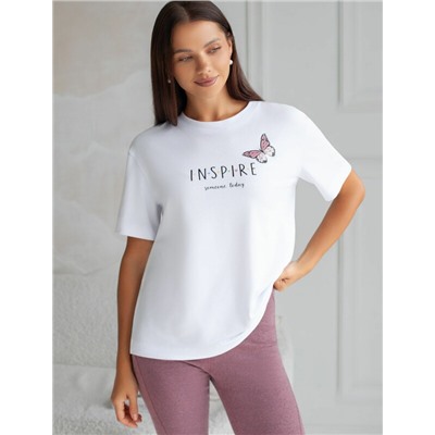 Футболка с принтом свободная эластичная из премиального хлопка