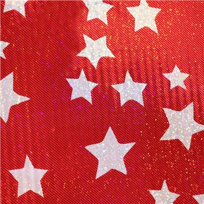 Пленка голография для цветов, подарков и декора «Звёзды», красный, 70×100 см