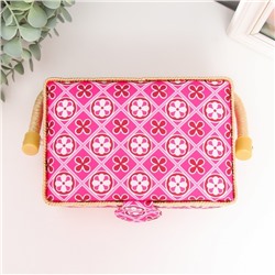 Шкатулка для рукоделия и шитья «Геометрия в цветах», хранение ниток, иголок, мелочи, розовая 9.5×19.5×13 см