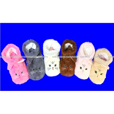 6 ПАР - Носки-САПОЖКИ женские с мехом Мордочки ВЫСОКИЕ № 1