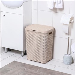 Корзина бельевая «Ротанг», 40 л, 37×29.5×48 см, с крышкой, цвет латте