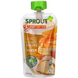 Sprout Organic, Baby Food, 8 Months & Up, Harvest Vegetables Apricots with Chicken, 4 oz (113 g)