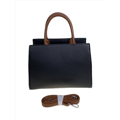 Женская сумка из искусственной кожи, цвет черный с коричневым