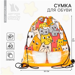 Мешок для обуви «Котики» (с прозрачным окном) 41×30 см