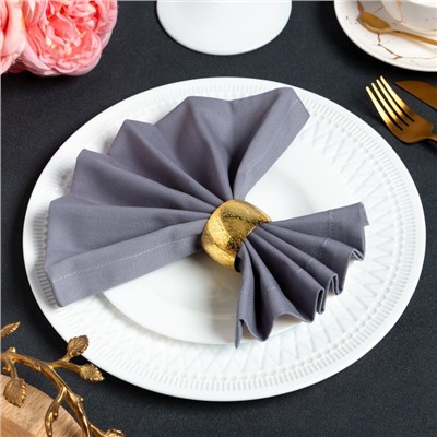 Набор салфеток с декоративными кольцами Grey pleasure, 40×40 см - 4 шт., 100% хлопок, саржа 190 г/м²
