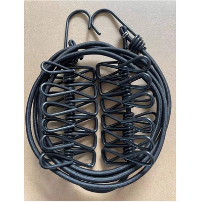 Веревка бельевая черная, 12 прищепок , 1м74см