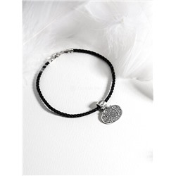 Браслет религиозный из черненого серебра (текстильный шнурок) - "Живый в помощи вышняго" 925 пробы Бр-02