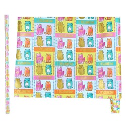 Упаковочная бумага. Котики, для сувенирной продукции в листах размером 100*70см.