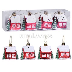 Набор новогодних украшений "Снежный домик" (4шт х 6см)