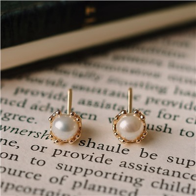 Серьги ювелирная бижутерия коллекция "Дубай" покрытие позолота, вставка: искусственный жемчуг, арт.007.121