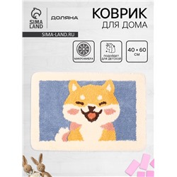 Коврик Доляна «Корги», 40×60 см, микрофибра, синий