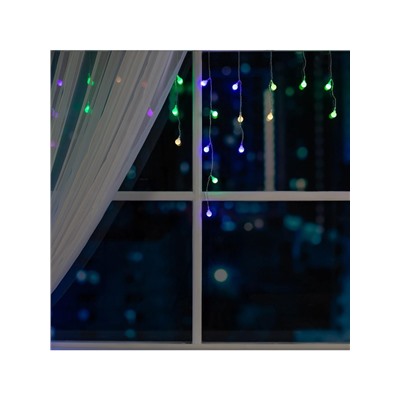 Гирлянда «Бахрома» 3×0.5 м с насадками «Шарики», IP20, прозрачная нить, 80 LED, свечение мульти (RG/RB), мигание, 220 В