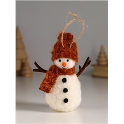 Фигурка «Снеговичок в рыжей шапке и шарфе», 5.5×5.5×12 см