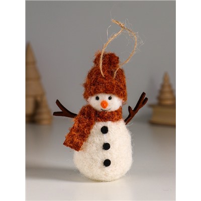 Фигурка «Снеговичок в рыжей шапке и шарфе», 5.5×5.5×12 см