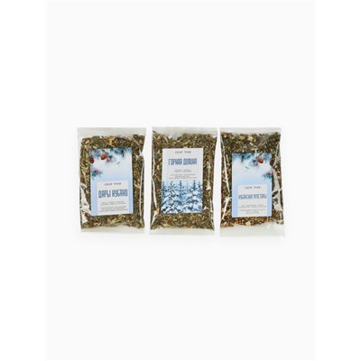 Подарочный набор новогодний «Тайны матушки зимы»: сбор трав 3 шт. × 20 г, варенье из сосновых шишек, 100 мл.