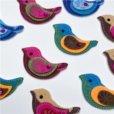 Декоративные наклейки из ФЕТРА "Птички" 2-093/08 Альт