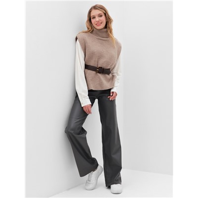 Джемпер - пончо женский MINAKU: Casual collection, бежевый, размер 48