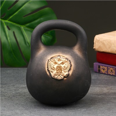 Копилка для денег «Гиря с гербом», гипс, чёрная, 14×14×19 см