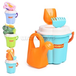 Набор №655 сафари: ведро-цветок большое, ситечко-цветок большое, лопатка №5, грабельки №5, лейка большая