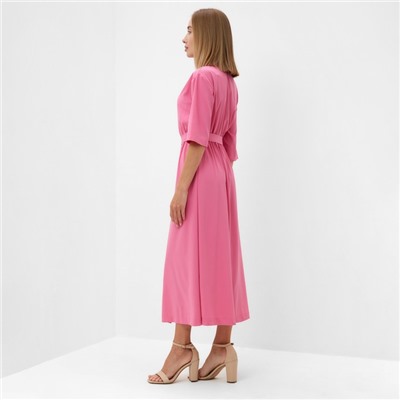 Платье миди женское MINAKU: Enjoy, ярко-розовое, размер 42
