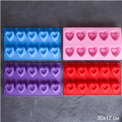 Форма для выпечки 10 ячеек силиконовая Сердце / HL-271 / уп 200/ 0,12/ 29*17*3/ *