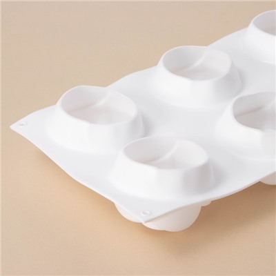Форма для муссовых десертов и выпечки KONFINETTA «Розы», 30×17.5×6 см, 6 ячеек (6.5×6.8 см), белая