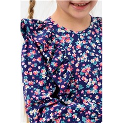 Платье Крылья длинный рукав детское (Цветочки на васильковом)