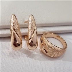 Комплект ювелирной бижутерии коллекция "Дубай" в форме капли серьги и кольцо 19 р, покрытие позолота, арт.314.893-19