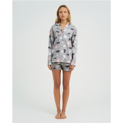 Пижама (рубашка, шорты) женская KAFTAN «Елки», размер 48-50