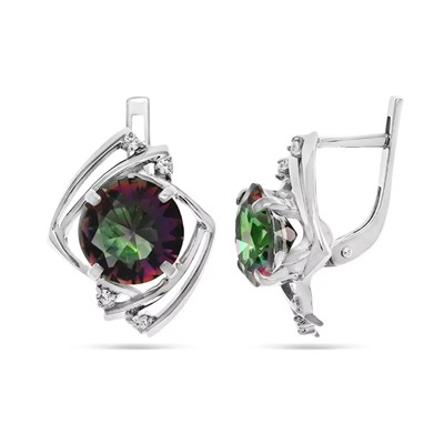 Серьги из серебра мистик кварц, С364