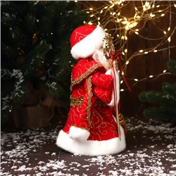 Дед Мороз под ёлку «Зимнее волшебство. Новогодняя игрушка в шубе с мешком нашивкой» двигается, 30 см, красный