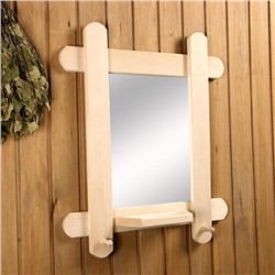 Зеркало «Сказка» с полкой, 2 крючка, в деревянной раме, прямоугольное