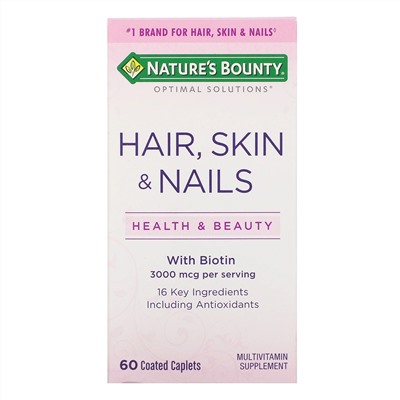 Nature's Bounty, Hair, Skin & Nails, 60 капсул, покрытых оболочкой