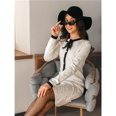 Платье для девочки вязанный трикотаж SP50119 (Белый)