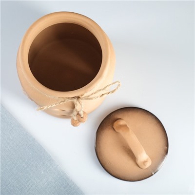 Банка для чеснока Борисовская керамика «Ретро», 1 л, 16×11.5 см, бежевый