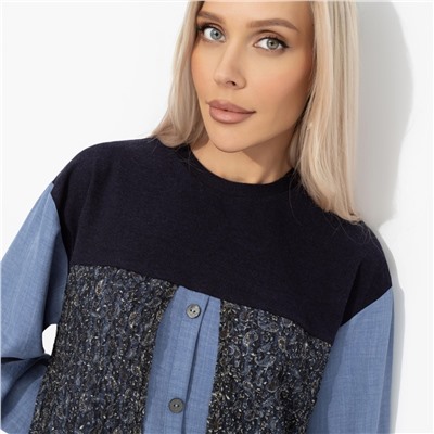 Свитшот комбинированный, Стиль по-взрослому (голубой)