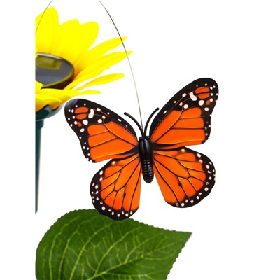 Штекер летающий «Подсолнух с бабочкой», на солнечной батарее, МИКС