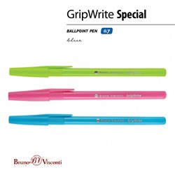 Ручка шариковая 0.7 мм "GripWrite Special" синяя (3 цвета корпуса) 20-0326/04 Bruno Visconti
