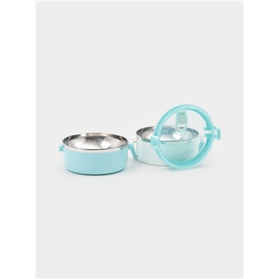 Ланч бокс TAKE IT EASY «Милави», 1.1 л, ёмкость 500 мл, 2 уровня,, сохраняет тепло 2 ч, нержавеющая сталь, белый, голубой