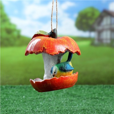 Садовая фигура из полистоуна «Кормушка-яблоко», 13×13×14 см