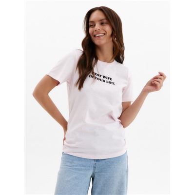 Футболка женская KAFTAN Best wife, размер 40-42, розовая