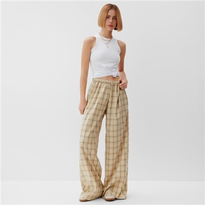 Брюки женские MINAKU: Casual Collection, бежевая клетка, размер 50