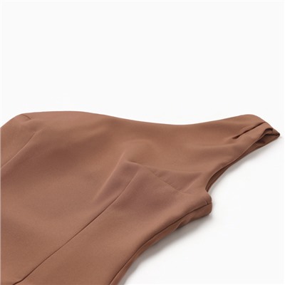 Платье на одно плечо женское MINAKU: Casual Collection, коричневое, размер 44