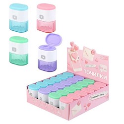 Точилка пластиковая с контейнером два отверстия "МЕССЕДЖ" ассорти 72626 Феникс