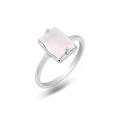 Кольцо из серебра розовый кварц, МЦВ018