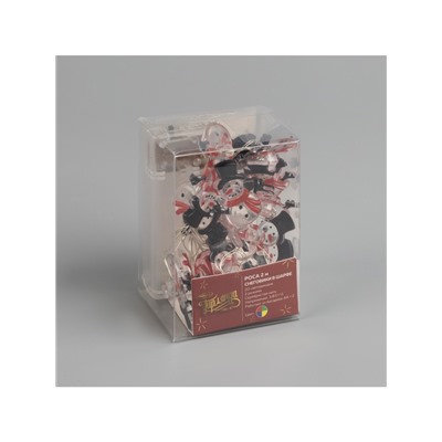 Гирлянда «Нить» 2 м роса с насадками «Снеговик в шарфе», IP20, серебристая нить, 20 LED, 2 режима, батарейки ААх2 (нет в комплекте), свечение мульти