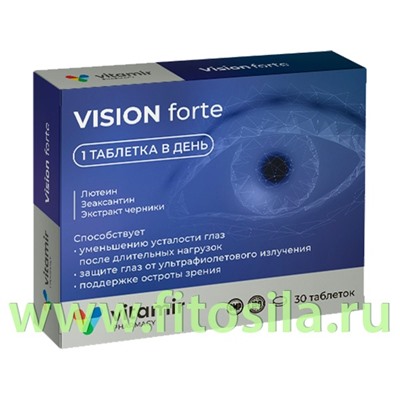 Комплекс для глаз с лютеином, зеаксантином и экстрактом черники ВИТАМИР таб. №3 Vision Forte БАД Квадрат-С