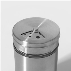 Солонка Доляна «Стиль», 130 мл, 5×8 см, стекло, серебристая