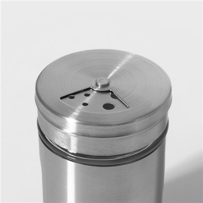 Солонка Доляна «Стиль», 130 мл, 5×8 см, стекло, серебристая