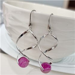 Серьги длинные с натуральным камнем розовый кварц, арт.218.252
